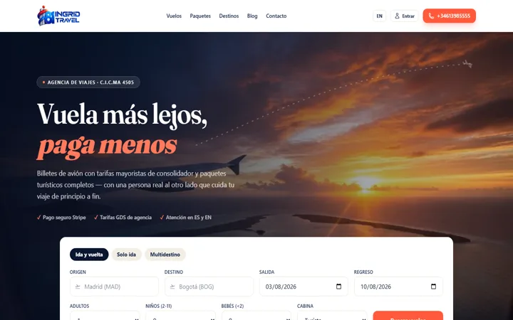 Ingrid Travel — Agencia de viajes y reserva de vuelos