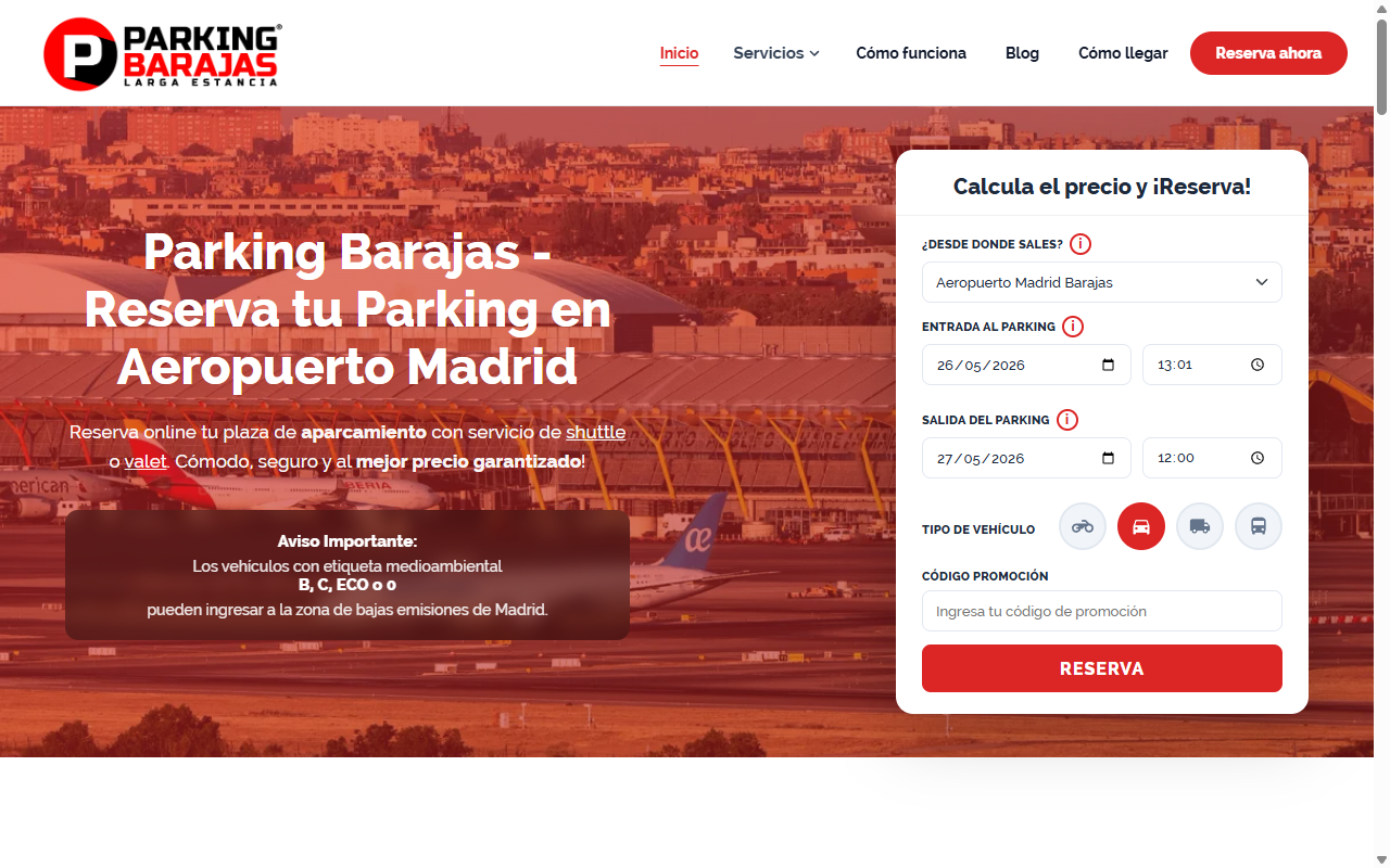 Parking Barajas — Plataforma de reservas