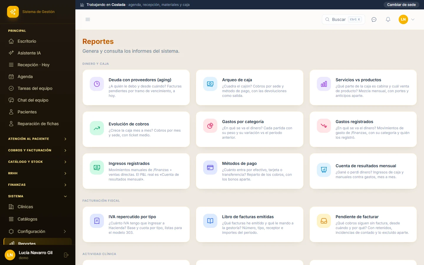 Informes en Dermys (datos de demostración)